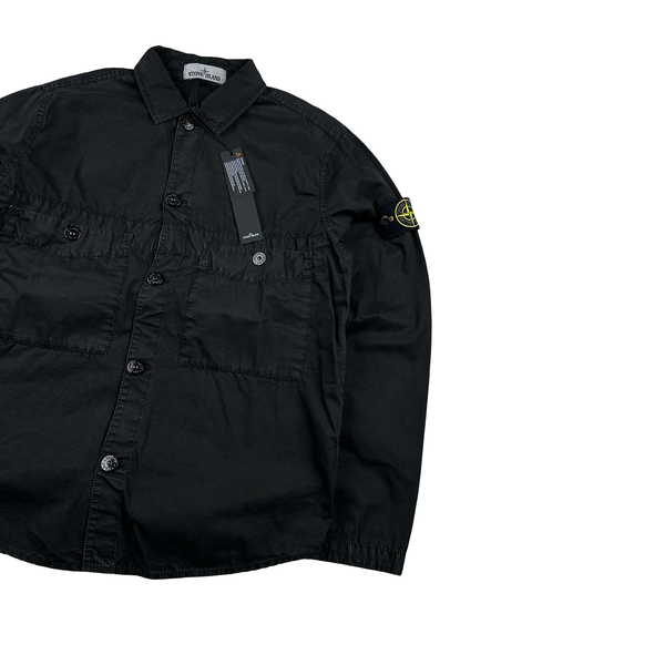 Stone Island 2021 Black Cotton Buttoned Overshirt - Small
