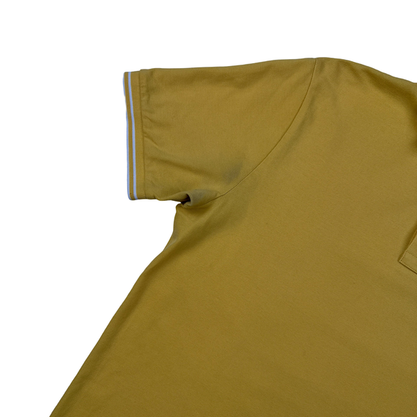 Stone Island Yellow Short Sleeve Polo Shirt - Large