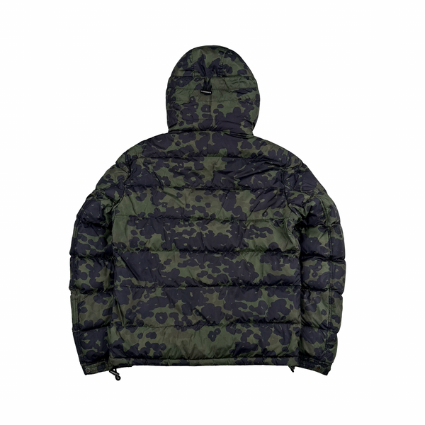 Burberry Green Camo Down Filled Hooded Puffer Jacket - Medium