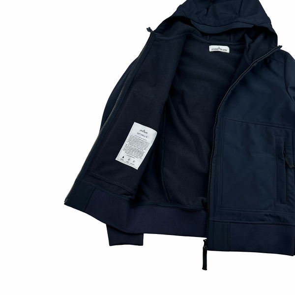 Stone Island Navy Hooded Soft Shell R Jacket - Small
