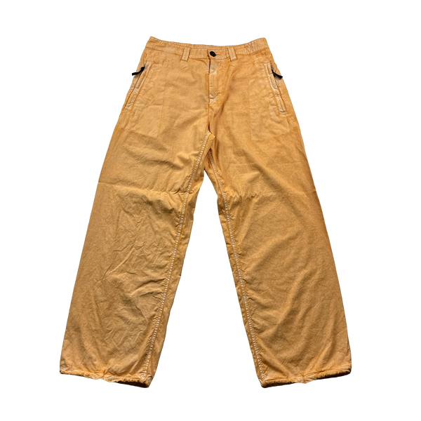 Stone Island 2023 Orange Vintage Style Marina Garment Dyed Cotton Trousers - 32"
