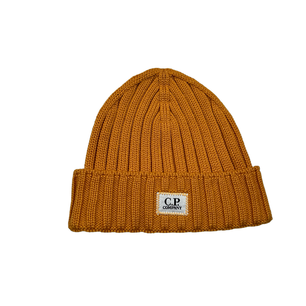 CP Company Orange Merino Wool Patch Beanie