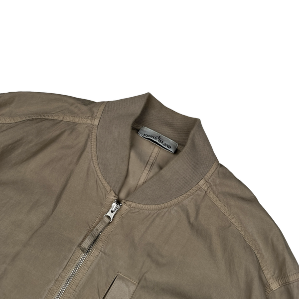 Stone Island 2023 Brown Cupro Cotton Twill-TC Bomber Jacket - Large