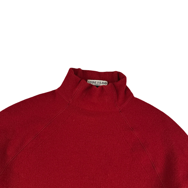 Stone Island Red Wool Blend 2004 Vintage Pullover Jumper - Large