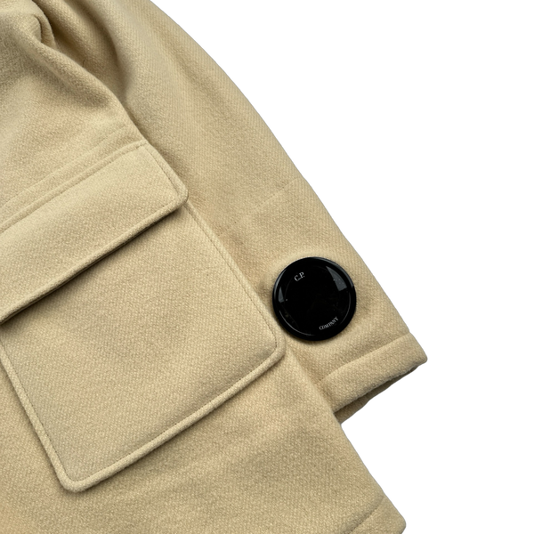 CP Company Tan Wool Spellout Watch Viewer Duffle Jacket - Large