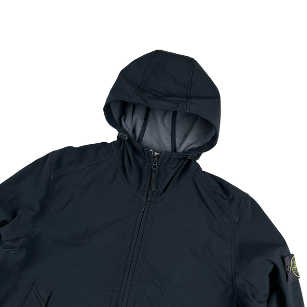 Stone Island Navy Fleece Lined Soft Shell Jacket - Large
