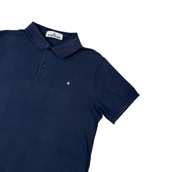 Stone Island Navy Cotton Compass Polo Shirt - Large