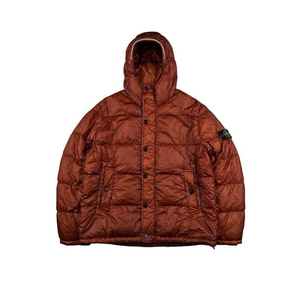 Stone Island 2013 Burnt Orange Garment Dyed Puffer Jacket - 3XL