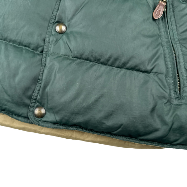 Ralph Lauren Green/Beige Down Reversible Puffer Gilet - Large