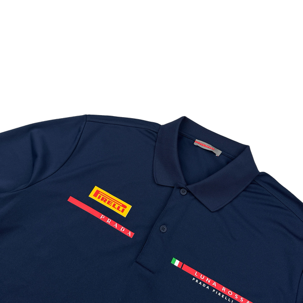 Prada Navy Luna Rossa Dry Fit Jersey Polo Shirt - XL