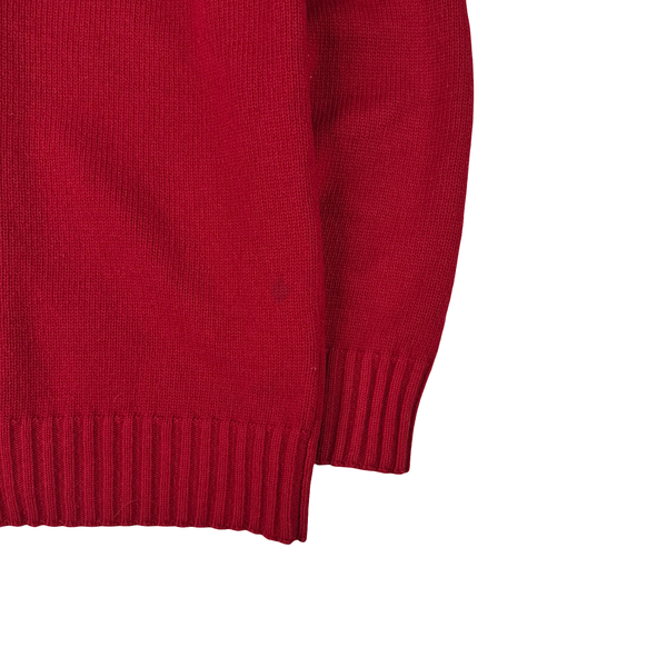Stone Island 2009 Red Lined Hood Zipped Wool Knit - XXL