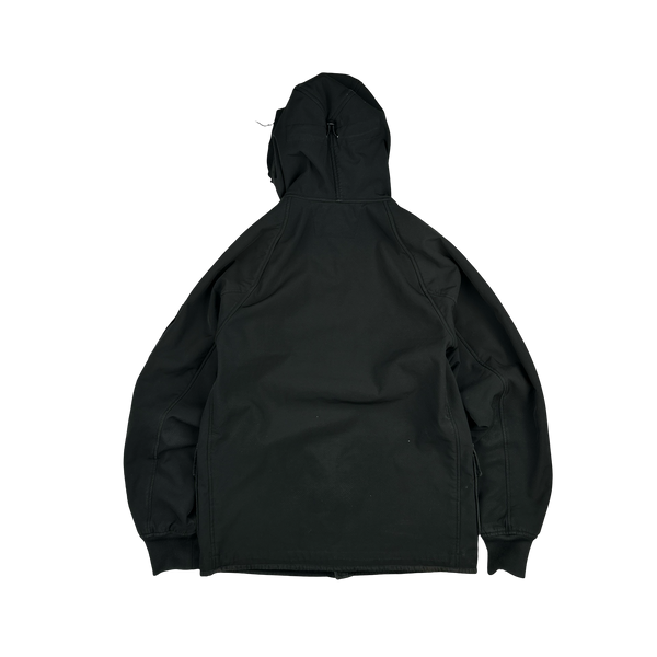 CP Company Black Teddy Fleece Lined Lens Viewer Hooded Jacket - Small