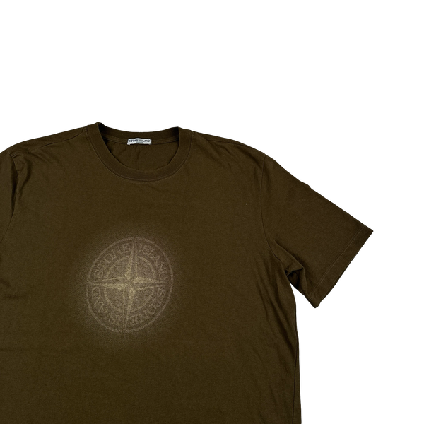 Stone Island 2007 Khaki Cotton Glow Compass T Shirt - XXL