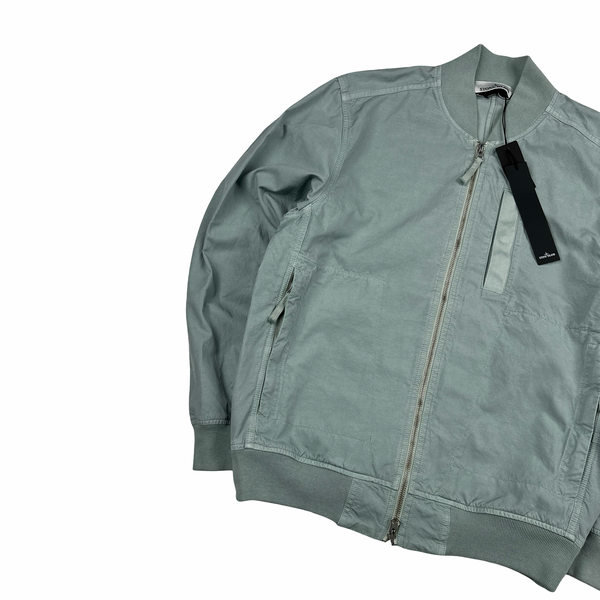 Stone Island 2023 Baby Blue Cupro Cotton Twill-TC Bomber Jacket - Small - XL