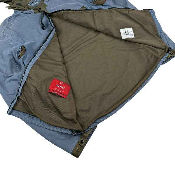 CP Company Blue Brown Pocket Cotton 50 Fili Goggle Overshirt - Small