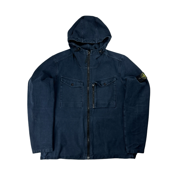 STONE ISLAND NY HOODED OVERSHIRT Stone Island Navy Hooded