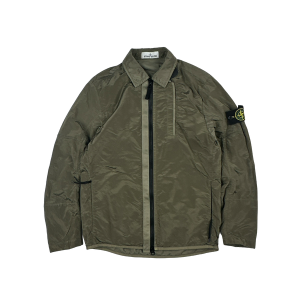 Stone Island 2018 Sage Green Shimmer Nylon Metal Overshirt - Small