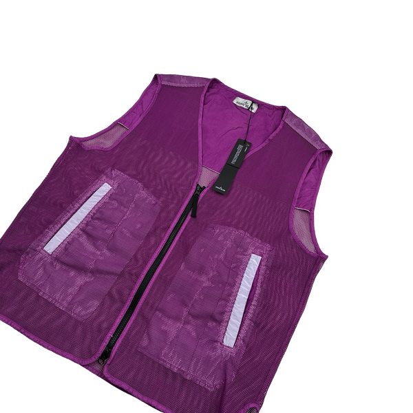 Stone Island 2023 Purple Reflective Marina Mesh Vest - XL