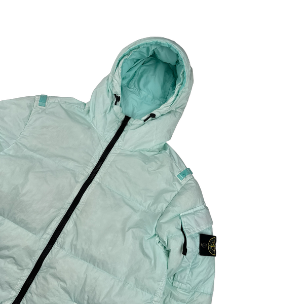 Stone Island 2022 Mint Green Crinkle R-NY Down Puffer Jacket - Medium