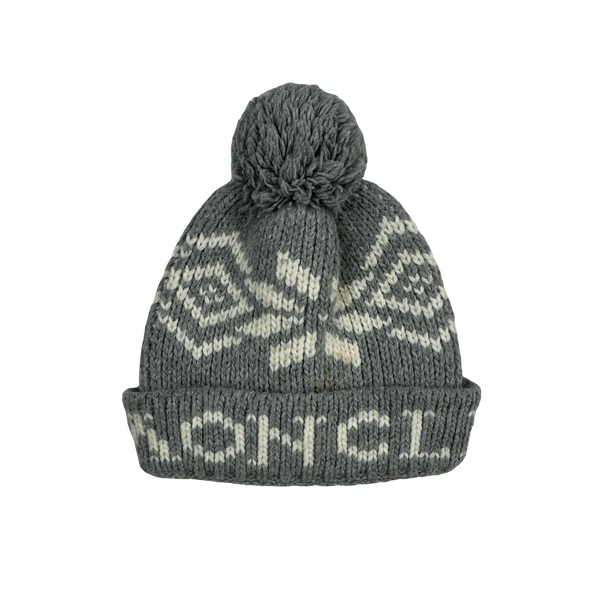 Moncler Grey Thick Wool spell out Beanie