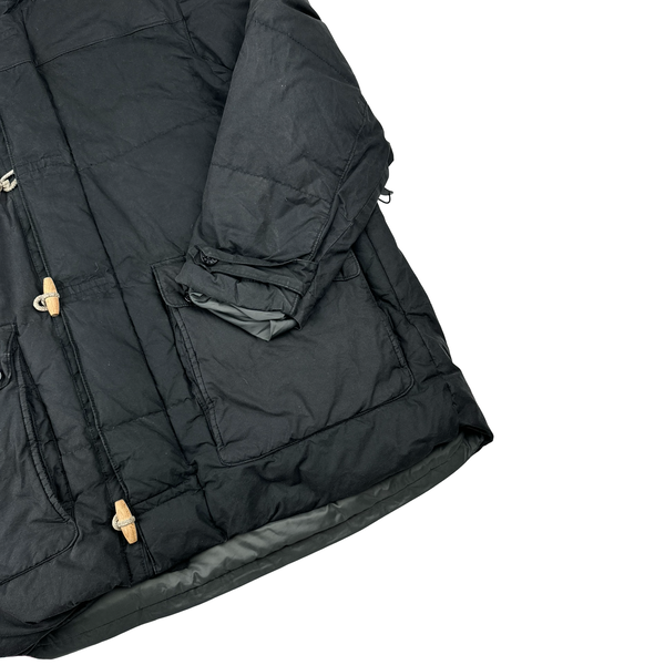 Stone Island 1999 Black Vintage Waxed Cotton Long Puffer Parka Jacket - XXL