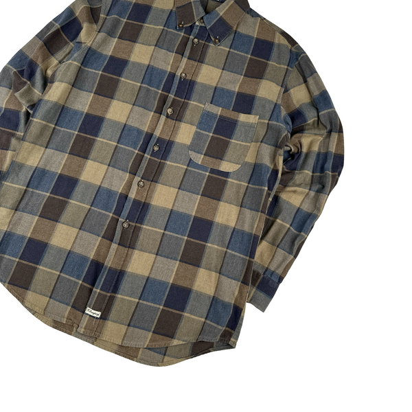 CP Company Brown Blue Squared Cotton Shirt - Large