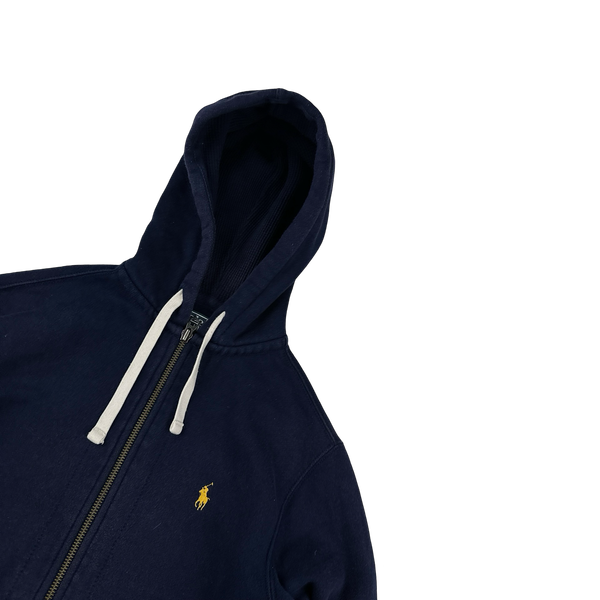 Ralph Lauren Navy Thick Cotton Zipped Hoodie - Small