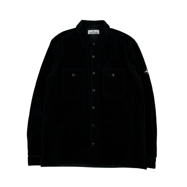 Stone Island 2021 Black Corduroy Overshirt - Large