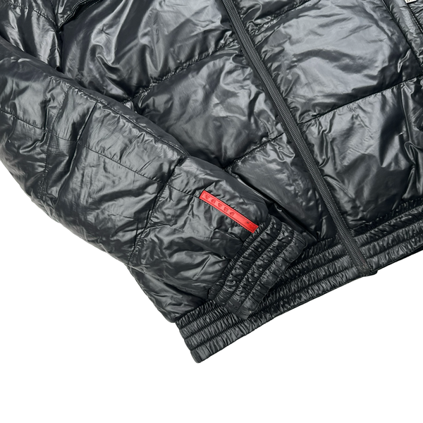 Prada Black Nylon Down Padded Bomber Jacket - Large