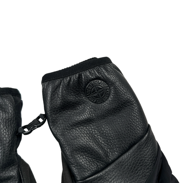 Stone Island Leather Nylon Metal Embossed Compass Gloves