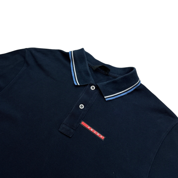 Prada Navy Cotton Polo Shirt - Large