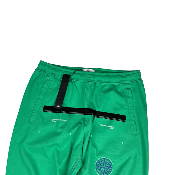 Stone Island 2021 Green Spellout Details Cotton Joggers - Large - XL