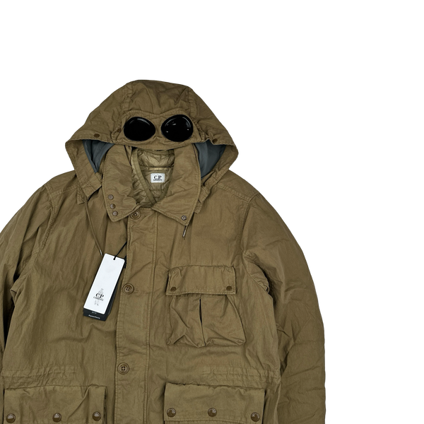 CP Company 50 Fili Down Filled Brown Goggle Jacket - Medium, Large