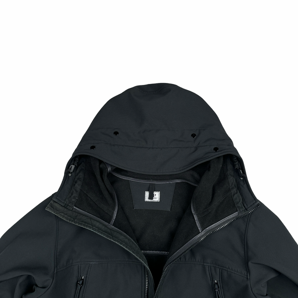 CP Company Fleece Lined Black Soft Shell Zipped Jacket - Large