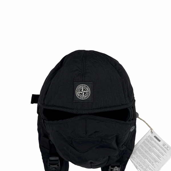 Stone Island 2022 Black Econyl Nylon Metal Face Cover Hat - XL