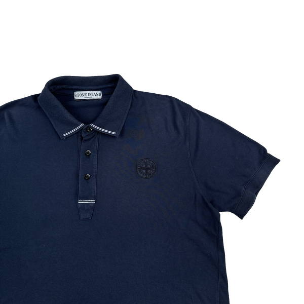 Stone Island Navy Vintage Compass Spellout Cotton Polo - XL