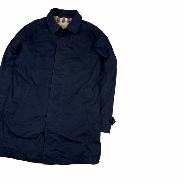 Burberry Brit Navy Nova Check Lined Trench Coat - Small