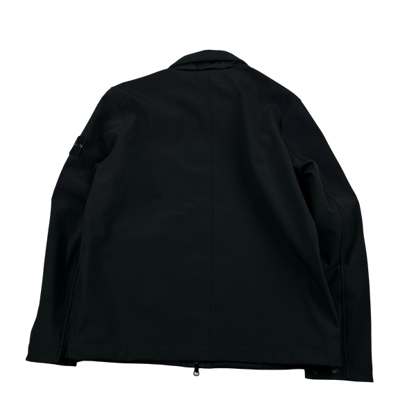 Stone Island 2023 Black Soft Shell R e.Dye Fleece Lined Zipped Jacket - Medium