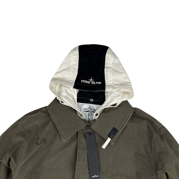 Stone Island 2025 Tela Resinata Spellout Hood Bomber Jacket - Medium