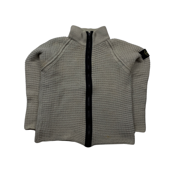Stone Island Wool Beige Zipped Cardigan Jumper - XS