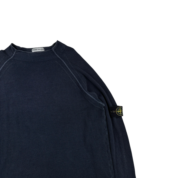 Stone Island 2003 Navy Ribbed Cotton Jumper - XXL