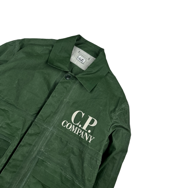 CP Company Green TOOB Two Spellout Collared Jacket - Large