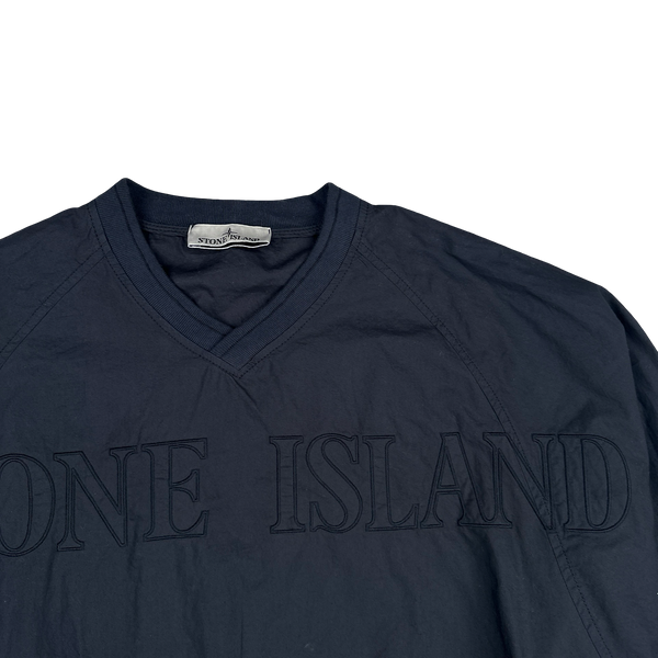 Stone Island 2023 Navy Light Cotton Tela Spellout Pullover - Medium