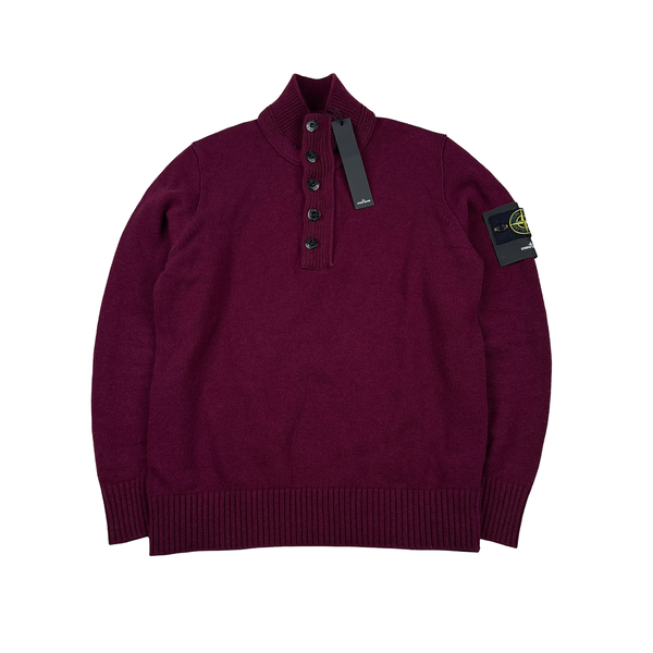 Stone Island 2017 Dark Red High Neck Knitted Jumper - Large