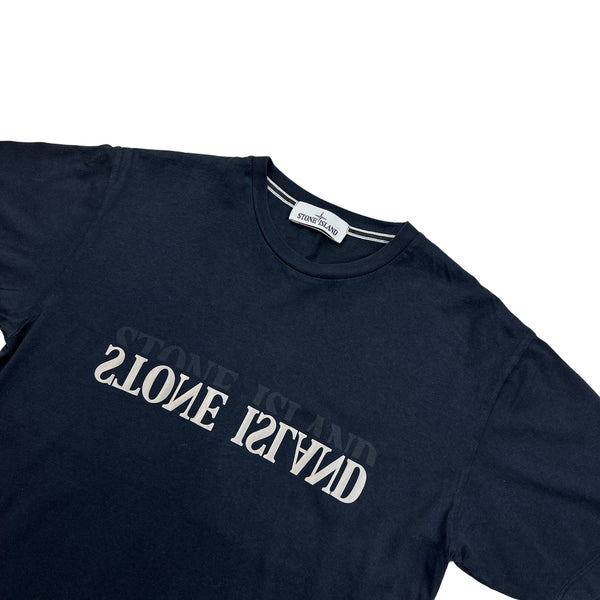 Stone Island 2022 Spellout Black T Shirt - Small