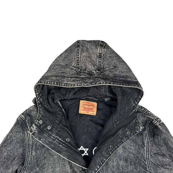 Levis x Patta Grey Dark Wash Long Denim Fishtail Parka Jacket - Medium