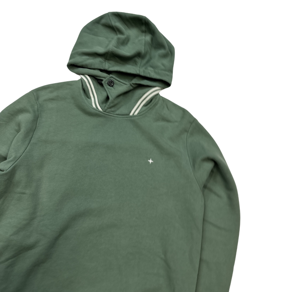 Stone Island Marina Green Cotton Pullover Hoodie - Medium