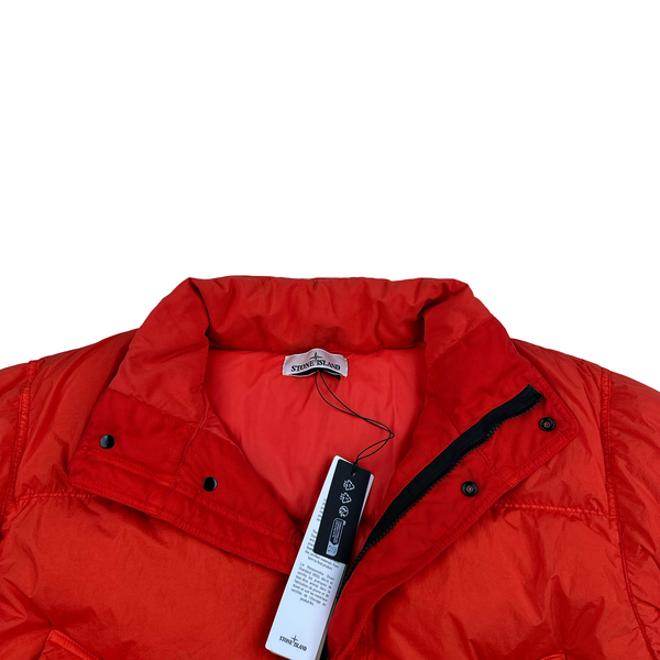 Stone Island 2025 Red Garment Dyed Crinkle Reps NY Puffer Jacket - Small