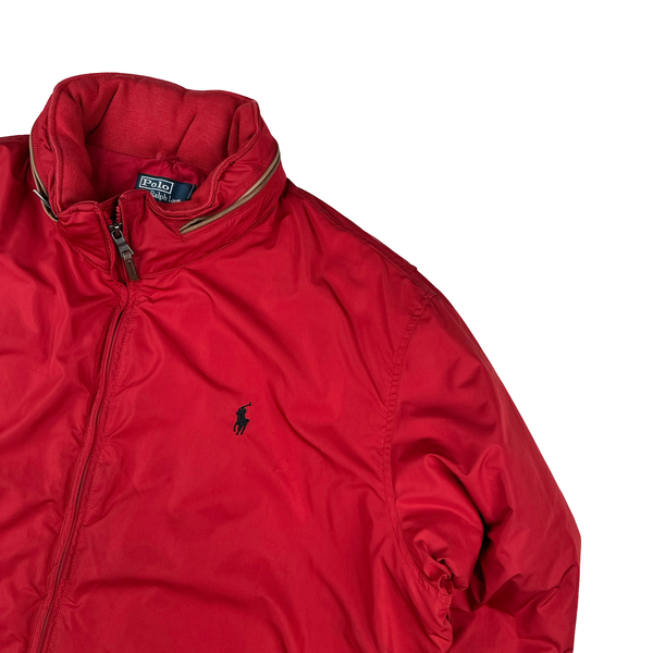 Ralph Lauren Red Cotton Lined Padded High Neck Jacket - XXL