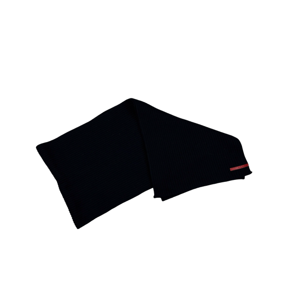 Prada Tab Navy Wool Scarf